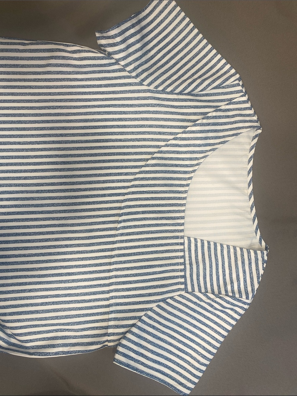 Striped Blue & White Asymmetrical Neck Dress - Picture 3 of 5